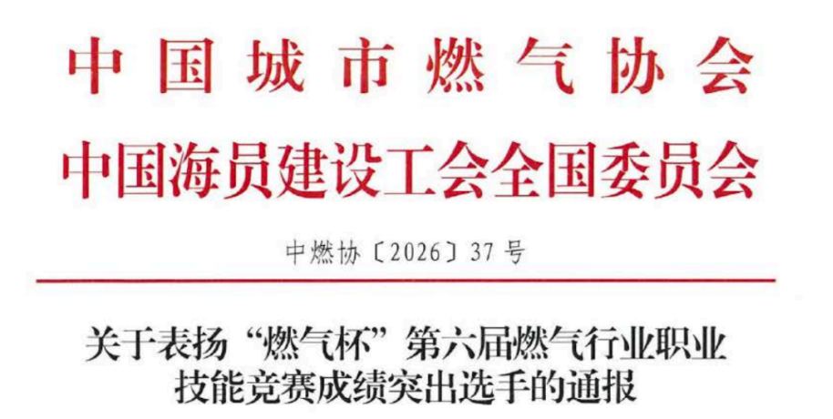 关于表扬“燃气杯”第六届燃气行业职业技能竞赛成绩突出选手的通报